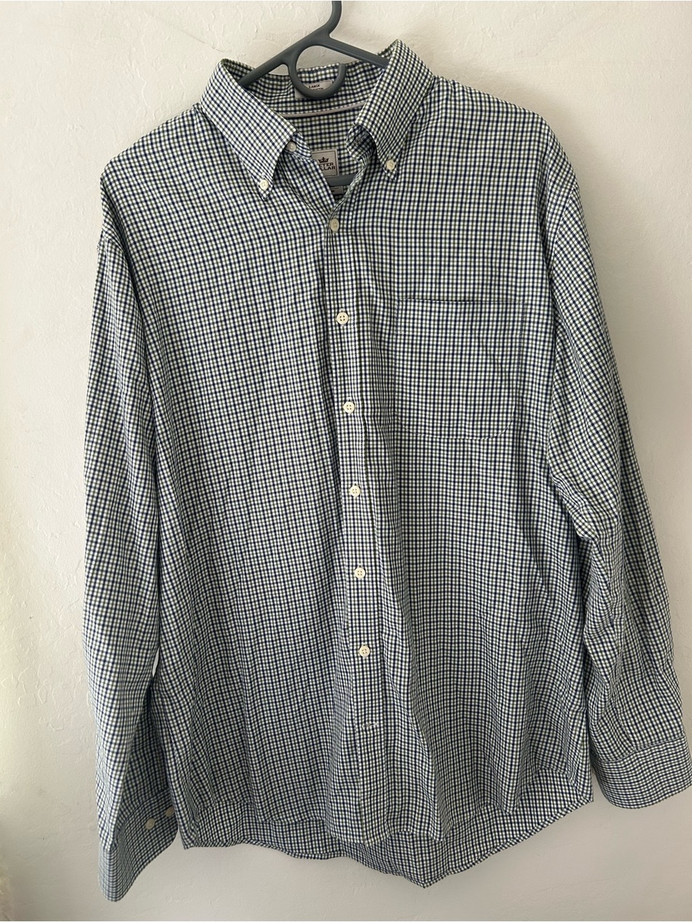 Peter Millar Navy and White Check Button-Down Shirt